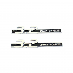 Označení / Znaky / Nápisy / Logo na blatníky 3.2 AMG Mercedes Benz - černo stříbrné (chromové)