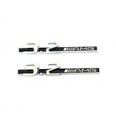 Označení / Znaky / Nápisy / Logo na blatníky 3.2 AMG Mercedes Benz - černo stříbrné (chromové)