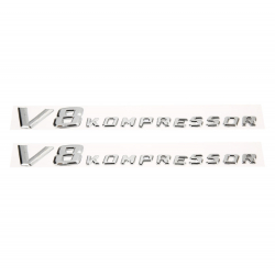 Označení / Znaky / Nápisy / Logo na blatníky V8 KOMPRESSOR - stříbrné (chromové)
