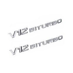 Označení / Znaky / Nápisy / Logo na blatníky V12 BITURBO - stříbrné (chromové)