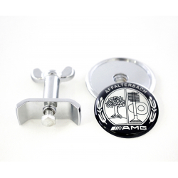 Znak na kapotu / Logo na kapotu AMG Mercedes Benz - černo stříbrný (45mm)