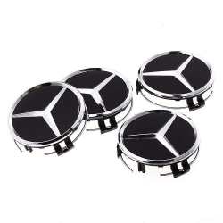 Středové pokličky do kol / Středové kryty do kol Mercedes Benz - černé (75mm)