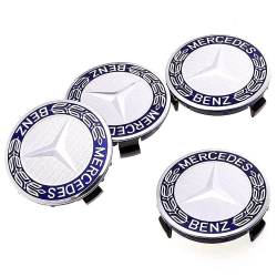 Středové pokličky do kol / Středové kryty do kol Mercedes Benz - modro stříbrné (75mm)