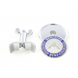Znak na kapotu / Logo na kapotu Mercedes Benz - modro stříbrný (45mm)