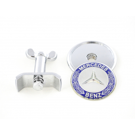 Znak na kapotu / Logo na kapotu Mercedes Benz - modro stříbrný (45mm)