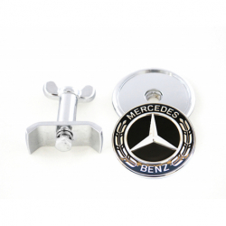 Znak na kapotu / Logo na kapotu Mercedes Benz - černo stříbrný (45mm)