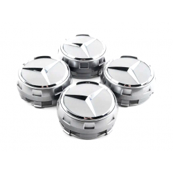 Středové vystouplé pokličky do kol / Středové kryty do kol Mercedes-Benz - stříbrné (75mm)