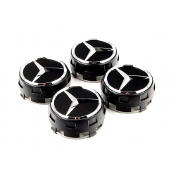 Středové vystouplé pokličky do kol / Středové kryty do kol Mercedes-Benz - černé (75mm)
