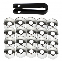 Kryty šroubů pro šrouby kol ø 17mm (20ks) + kleštičky - chromové