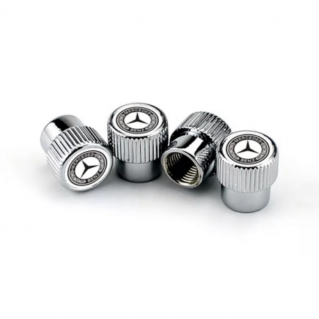 Kovové čepičky na ventilky Mercedes-Benz - černo stříbrné
